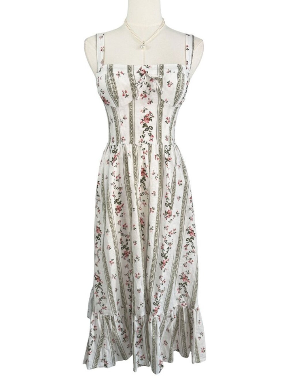 Reformation Maegan Midi Linen Dress Heath Floral Prairie Cottagecore 0